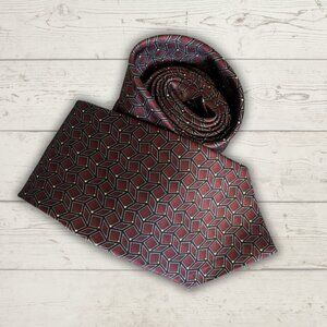 Dockers Tie – Burgundy Geometric Pattern – 62” Length